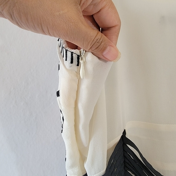 MARC JACOBS White Black Embroidered Silk A-Line Dress 4 Cocktail Formal Designer - Picture 7 of 10